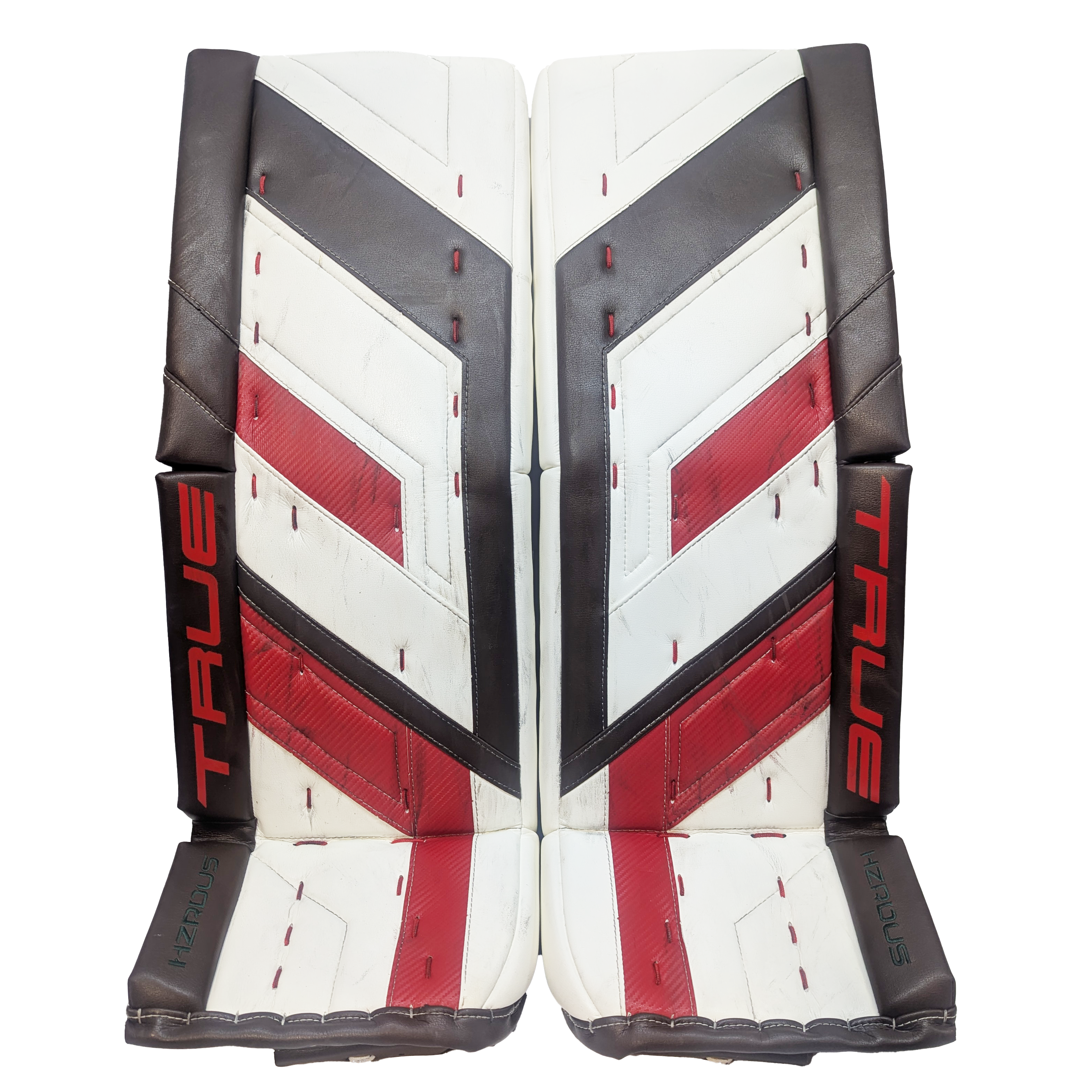 True HZRDUS PX4 - Ensemble de protections de gardien NCAA Pro Stock d'occasion (blanc/marron/rouge)